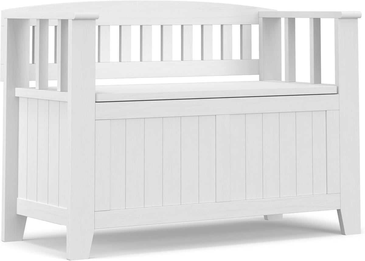 SIMPLIHOME Acadian Storage Bench and Cabinet Set in White