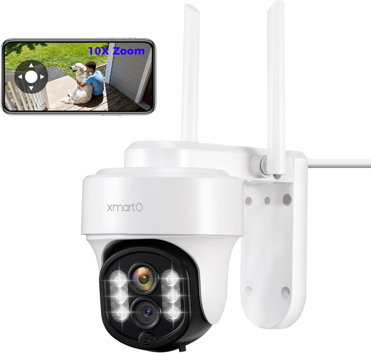 XMARTO 10X Zoom 2K HD 24/7 Recording Security Camera with Auto Tracking