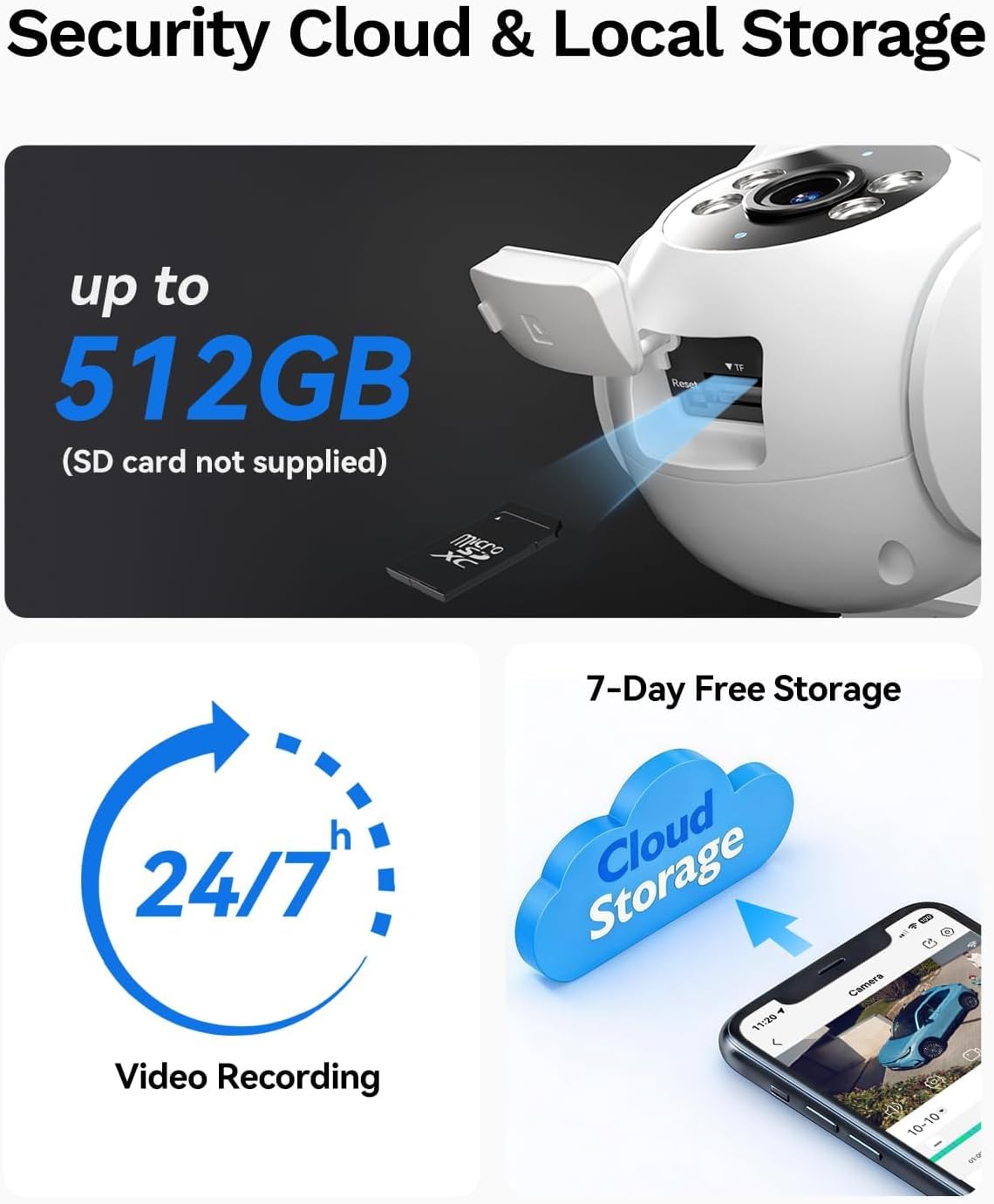 8mp 4k outdoor security wireless camera pan tilt, side view