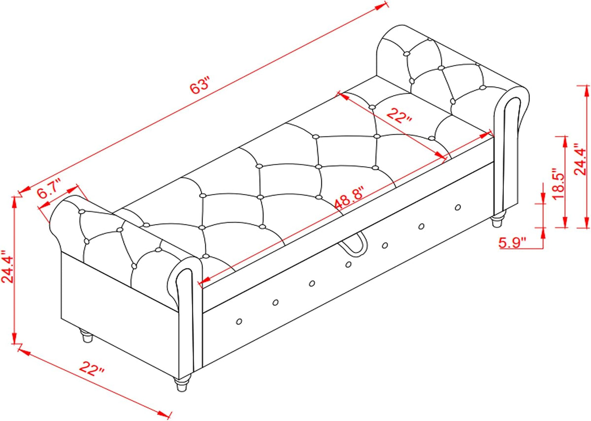 keiki storage bench for bedroom, 63" bed benches shown in use