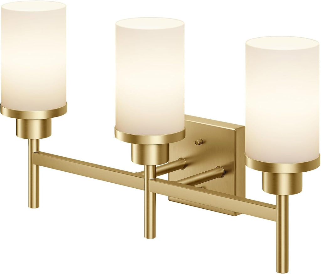 AONEON Bathrom Light Fixtures Modern Gold 3 Vanity Lights Over Mirror, Wall