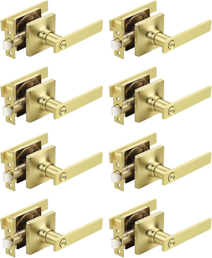 Mengico 8 Pack Gold Privacy Lever Door Handle Interior