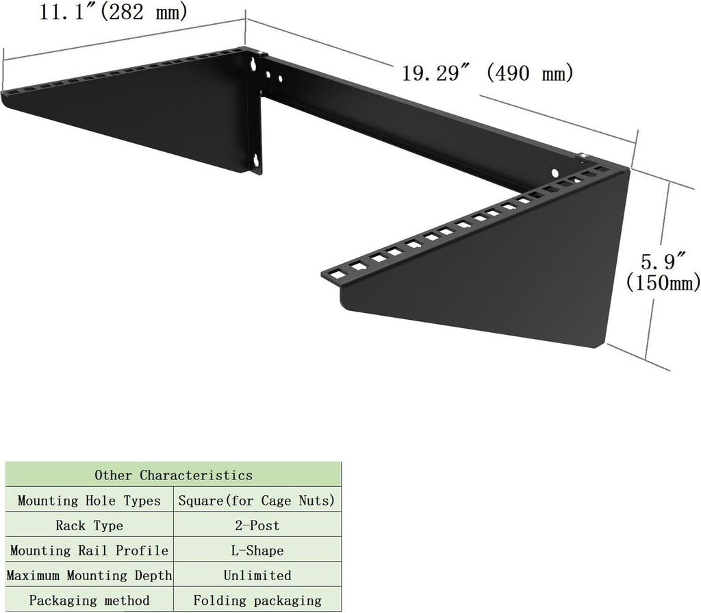 6u vertical wall mount rack-heavy duty 125 capacity, package contents