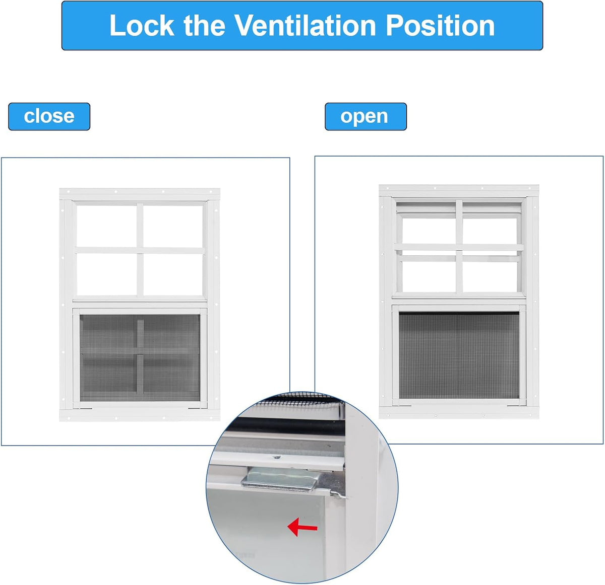 neatiease upgraded shed windows 2 pack, 24" x, close-up detail