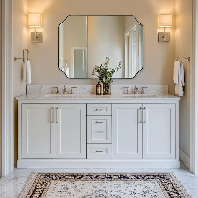 ANDY STAR Brushed Nickel Mirror 30x40 Inch, Rectangle Bathroom Mirror