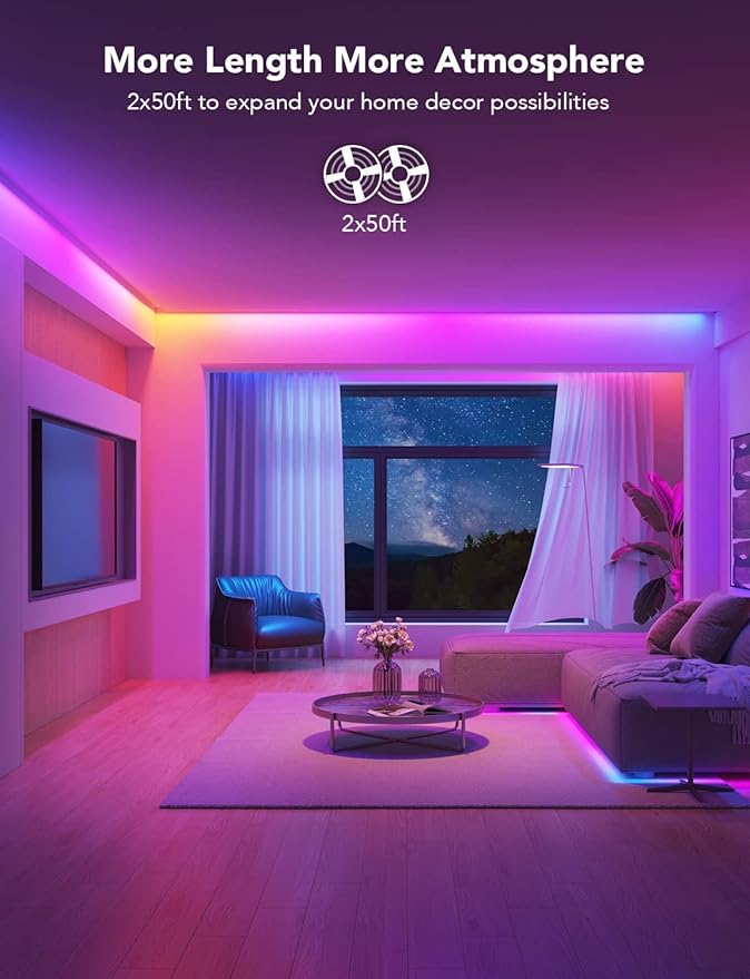 Govee 100ft RGBIC LED Strip Lights, Smart LED Lights Work