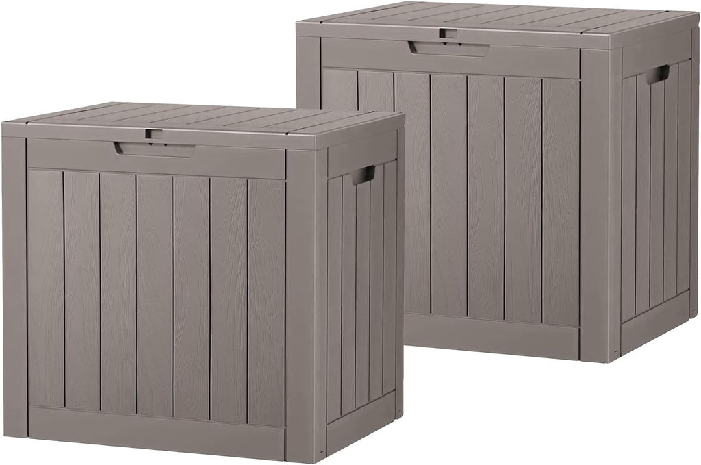 KAMABOKO Outdoor Storage Box, 32 Gal Deck Box Outdoor Waterproof, 2 Pack