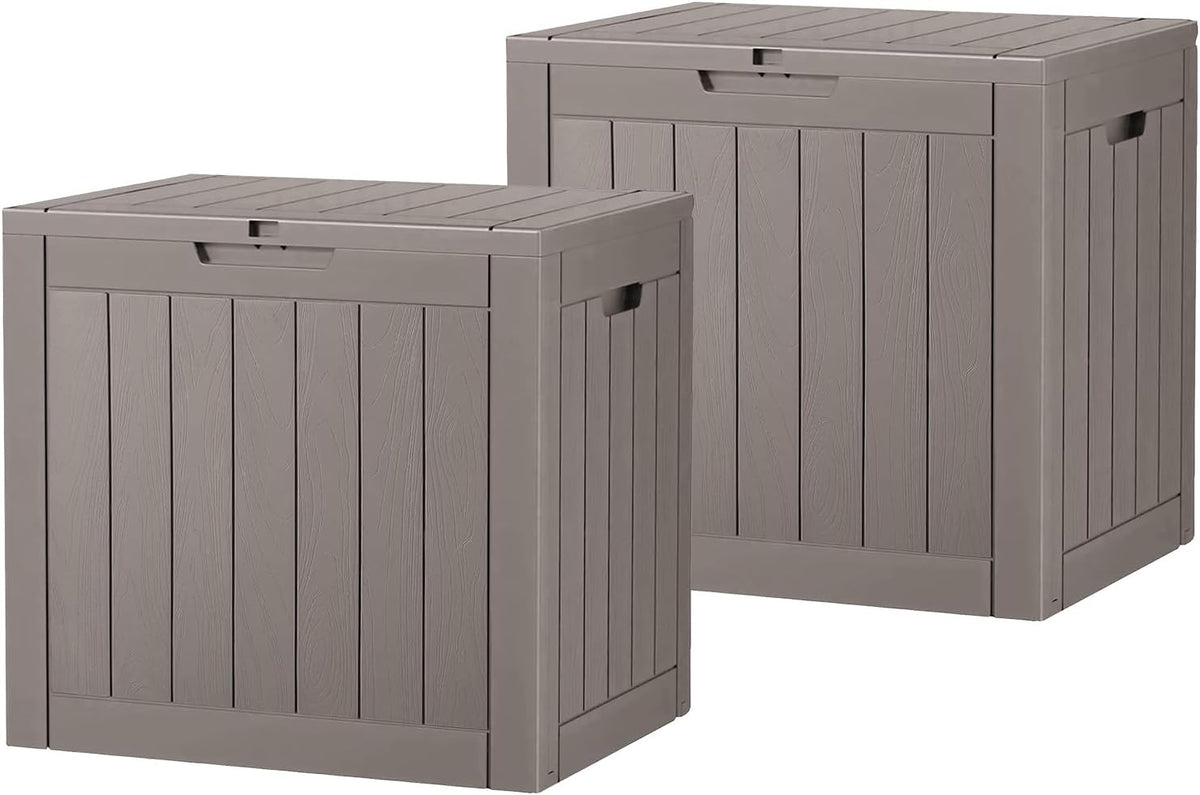 KAMABOKO Outdoor Storage Box, 32 Gal Deck Box Outdoor Waterproof, 2 Pack