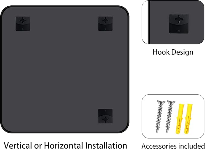 FORBATH Bathroom Mirror for Over Sink 24x24 Inch Black, Square Wall Mirror
