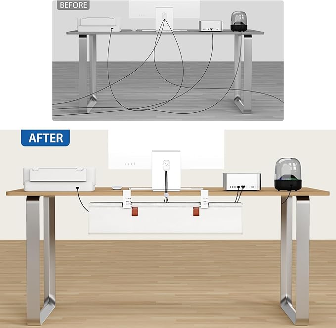 Zilink Under Desk Cable Management 30" No Drill Desk Cable Management Tray