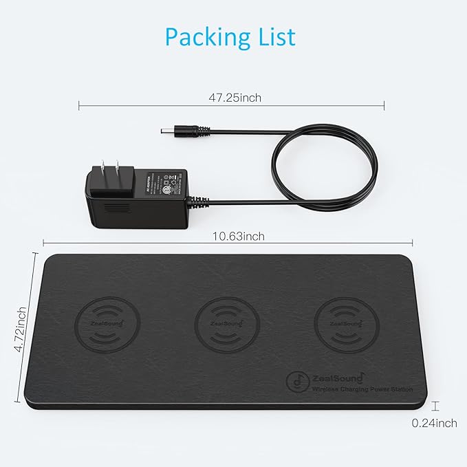 Wireless Charging Pad, ZealSound Ultra-Slim Triple Charger Station