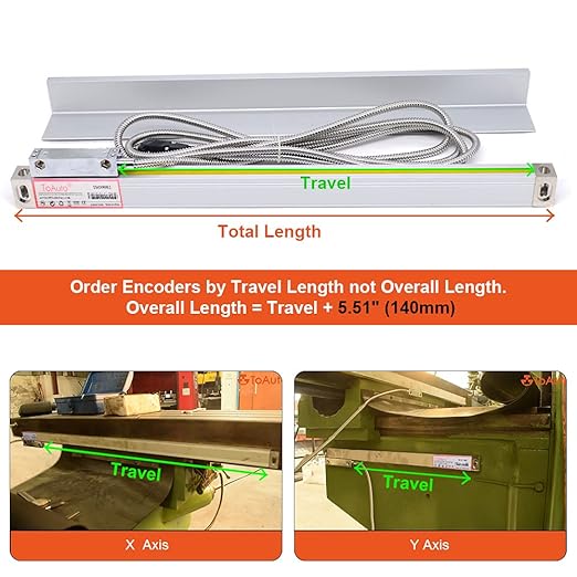 TOAUTO Digital Readout 2 Axis 3 Axis DRO Display Linear Scale 550mm 22"