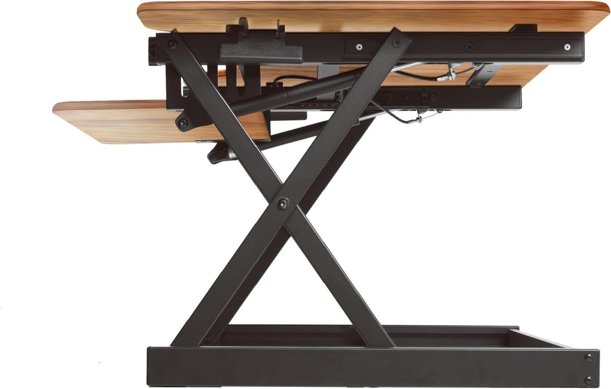 rocelco 46" large height adjustable standing desk converter showing dimensions