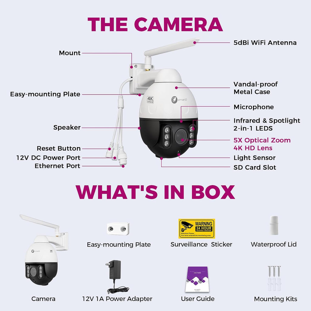 xmarto vandal-proof 4k ptz security camera, 5x zoom, view 9