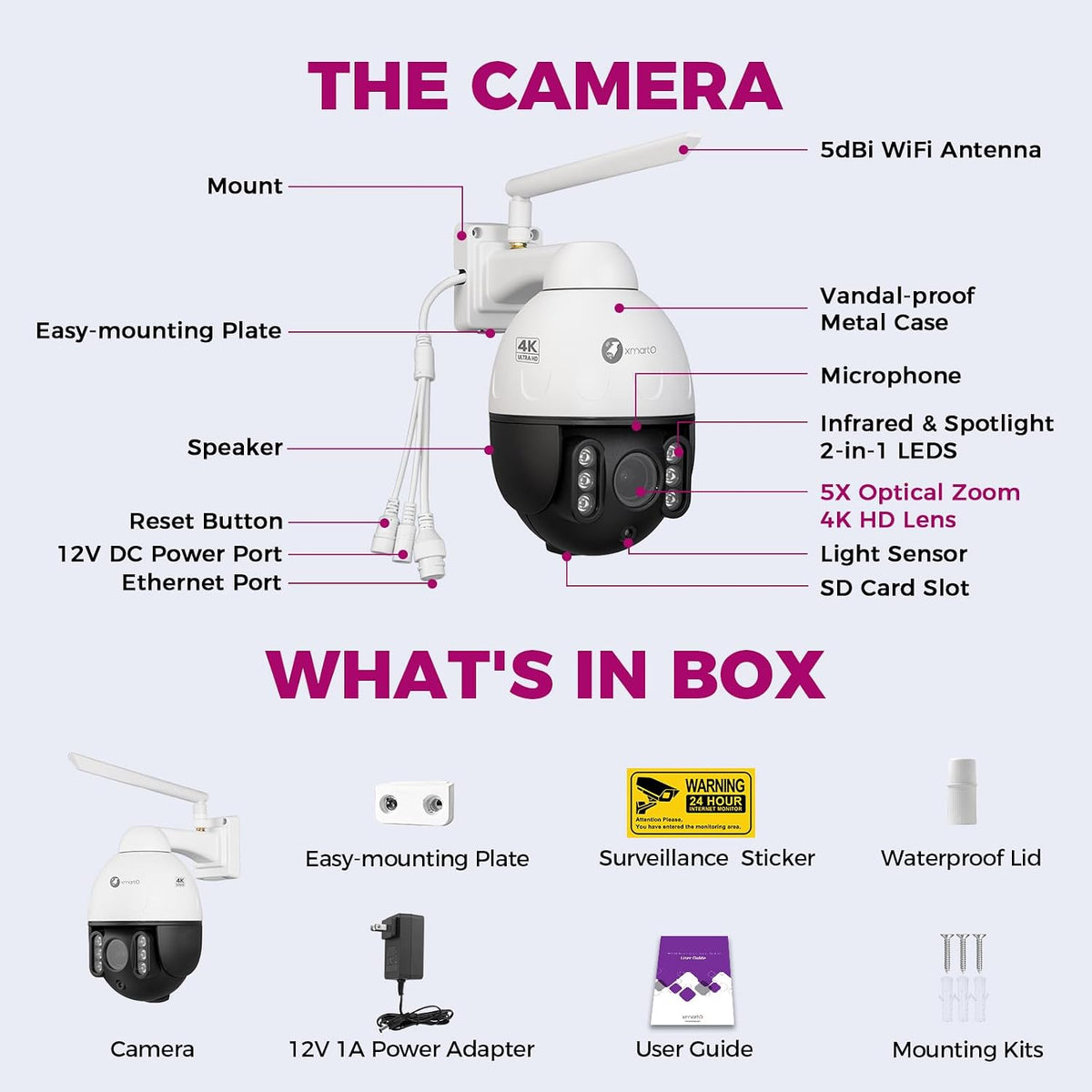 xmarto vandal-proof 4k ptz security camera, 5x zoom, view 9
