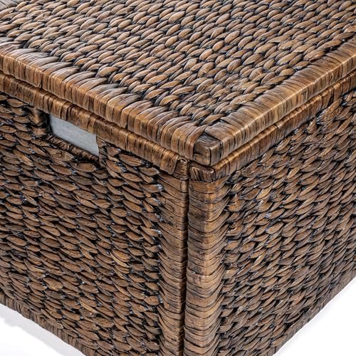 happimess Anada 30" Storage Trunk Wicker Weave Water Hyacinth, Brown Wash
