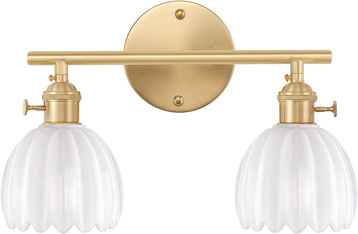 Shenmoyl Bathroom Light Fixtures, 2-Light Brass Vanity Wall Light Over Mirror
