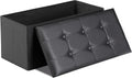 ZenStyle 30Inches Storage Ottoman Bench, Folding Footrest Stool, Storage Chest Long Shoes Bench with Foam Padded Seat, Holds up to 350 lbs, for Living Room, Entryway, Bedroom, (Black, 30 inches)