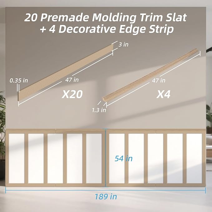 Art3d Premade Board and Batten Paintable Wainscoting Kit, MDF Accent Wall Panel