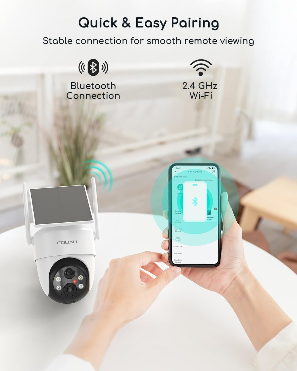 COOAU Solar Security Cameras Wireless Outdoor, 2K 360° Home Surveillance