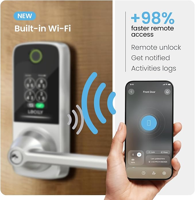 Lockly Smart Lock Secure Pro, Fingerprint Door Lock, Keyless Entry, Built-in