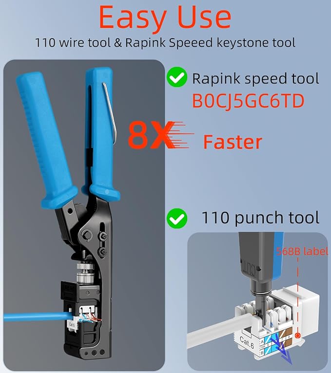 Rapink RJ45 Keystone Jack Cat6 10G Support, Cat6 Keystone Jacks UTP 50 Pack