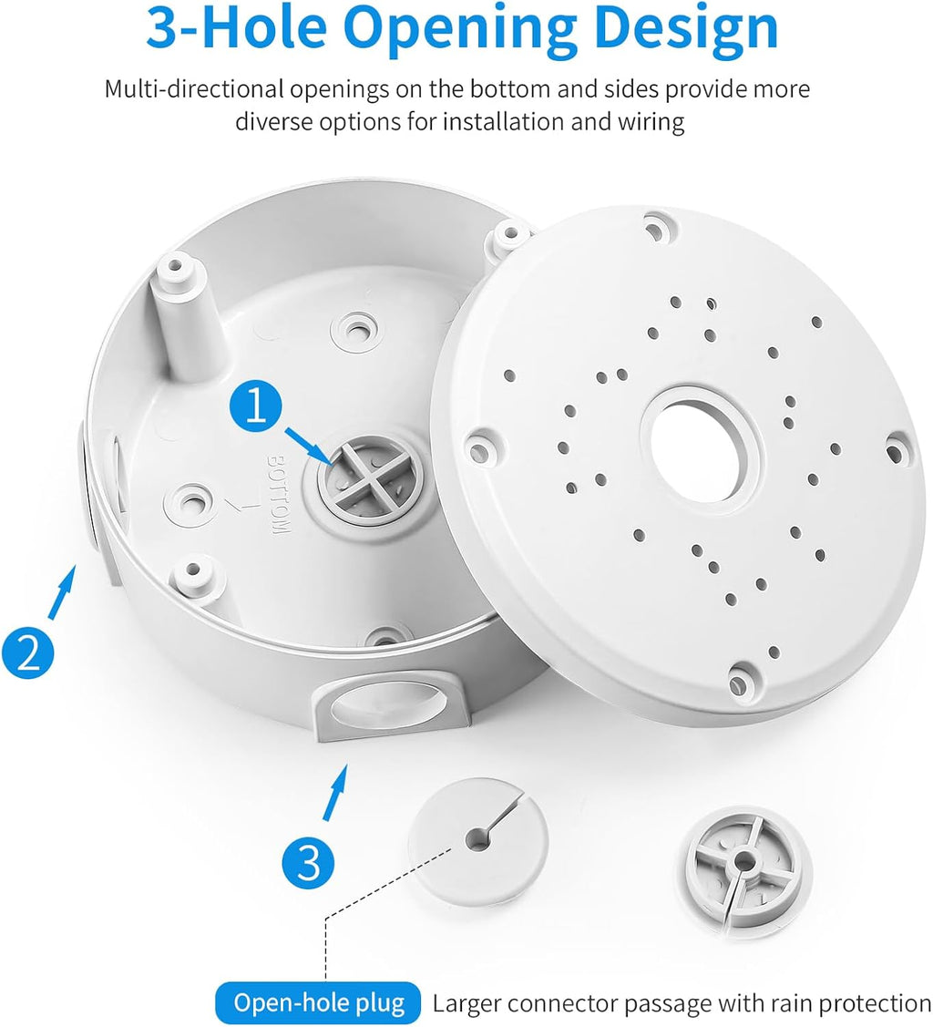 universial abs security camera junction box (8 pack), side view