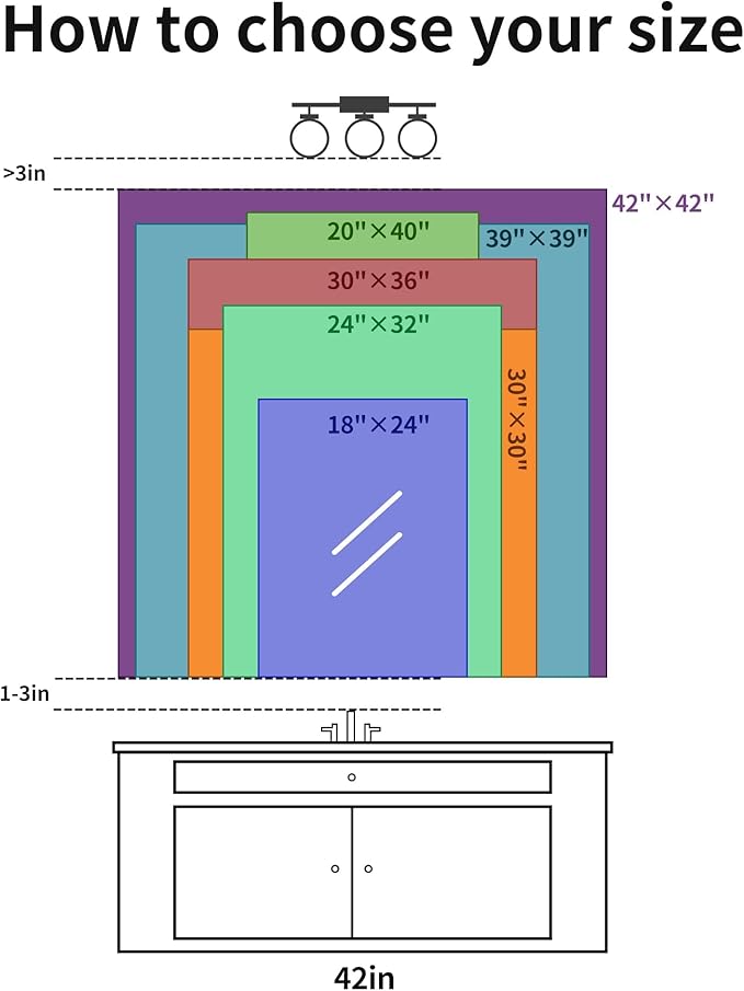 Black Bathroom Mirror for Wall, 18x24 Inch Rectangle Mirror
