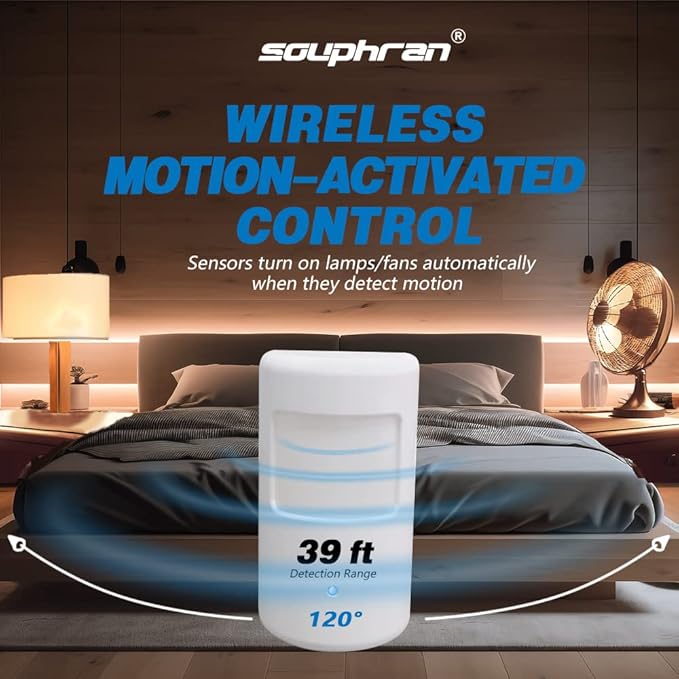 Souphran Plug-in Wireless Motion Activated Light Control, No Wiring, Adjustable (2 Pack)