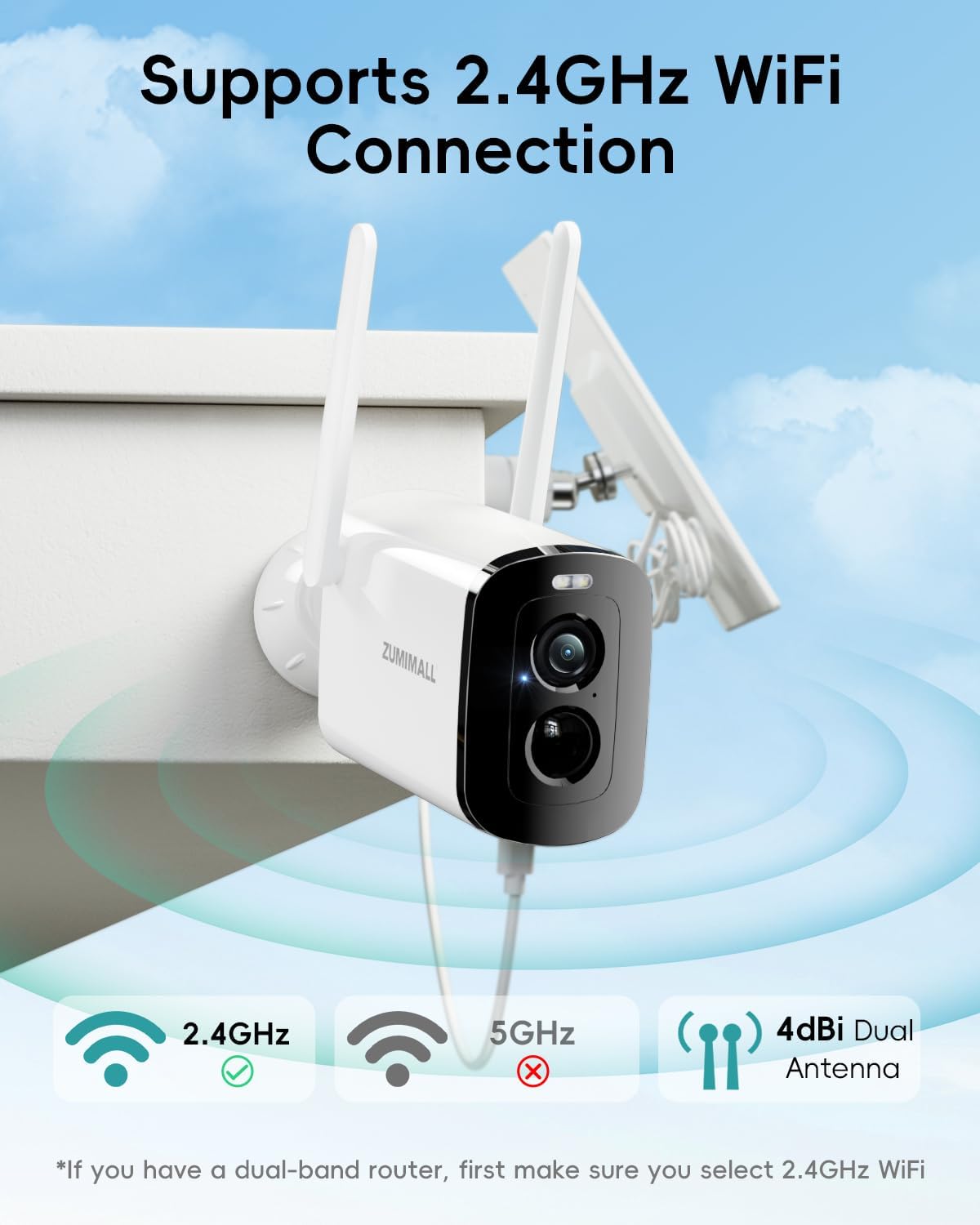 zumimall 2k solar security cameras wireless outdoor, side view