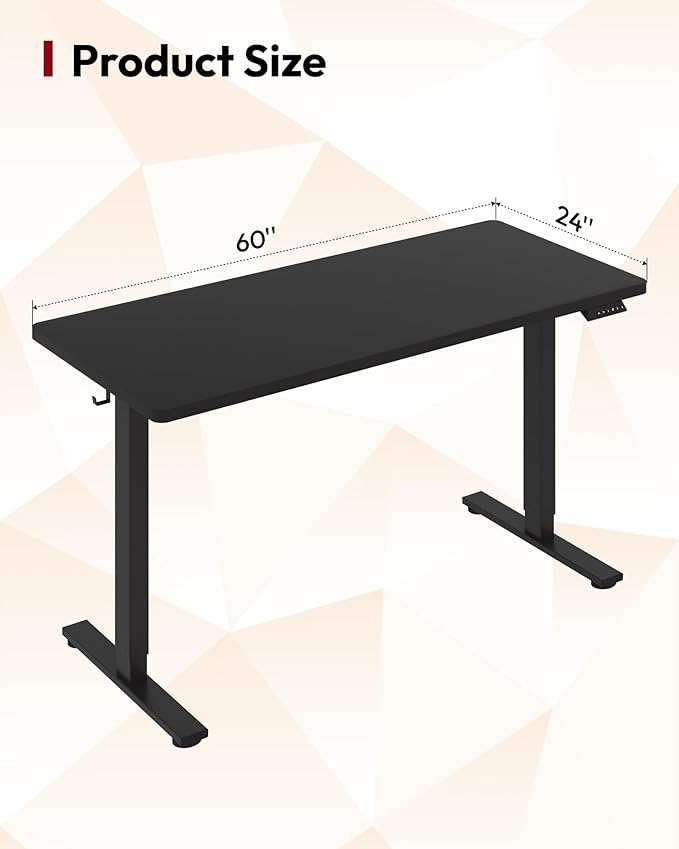 SANODESK Electric Standing Desk 60 x 24 Inches Whole-Piece Desktop Height