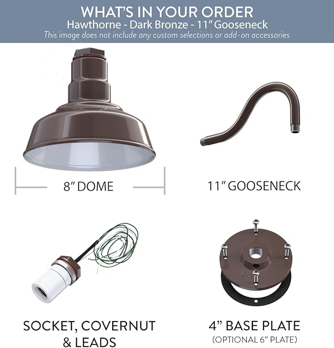 Steel Lighting Co. Hawthorne Barn Light | Outdoor Wall Mounted | 8 inch Dome |
