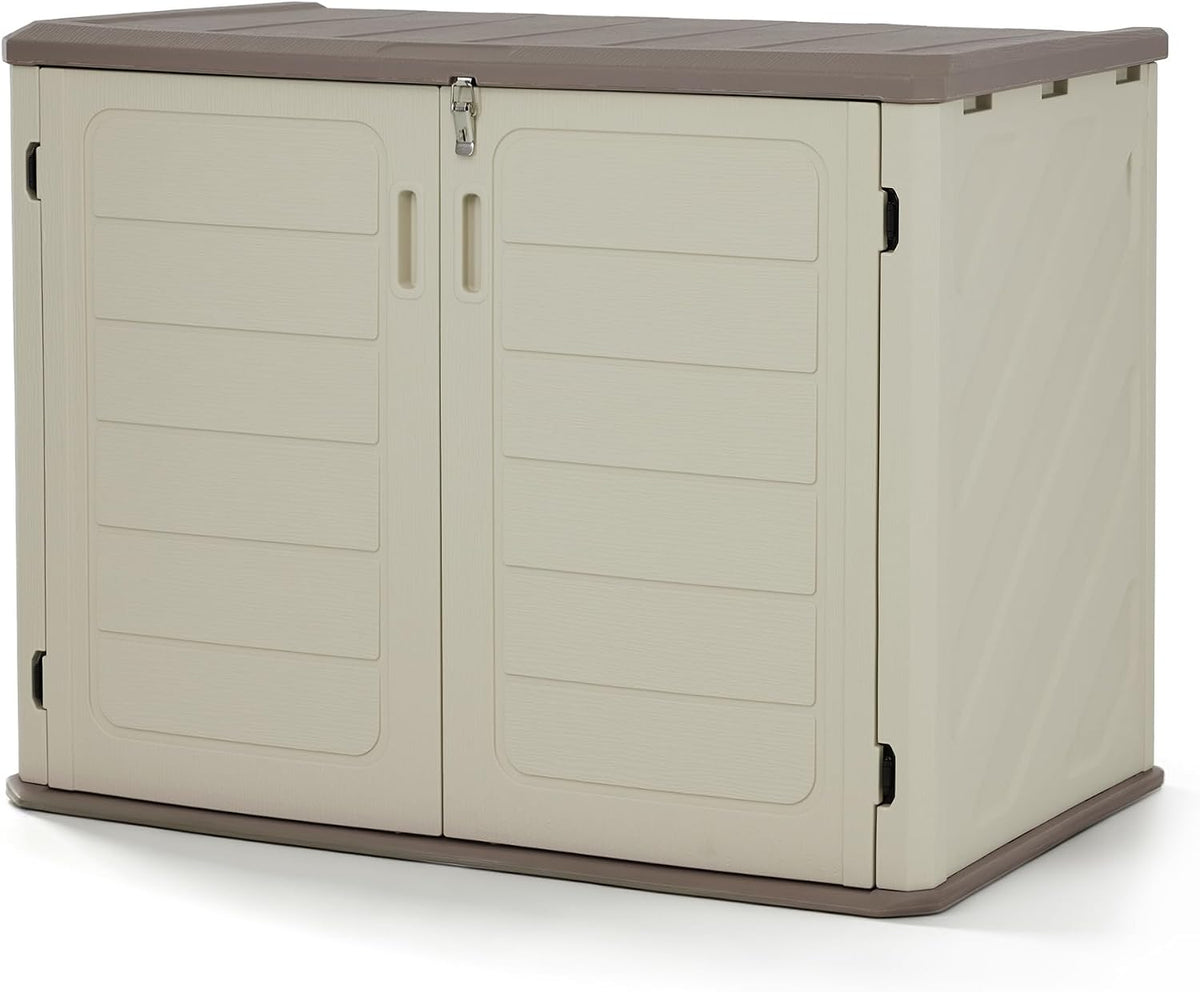 Macrout 25 Cu Ft Outdoor Storage Cabinet, Waterproof Resin Shed SU5437