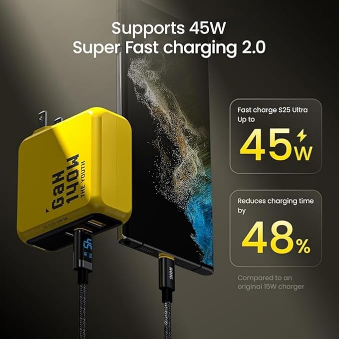 AOHI Youth 140W GaN+ USB C Charger 100W Laptop Fast Charger PD3.1 PPS 3-Port