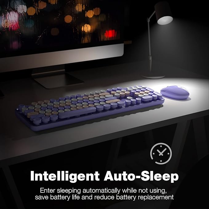MOFII Wireless Keyboard and Mouse Combo, 2.4GHz Retro Full-Size Keyboard