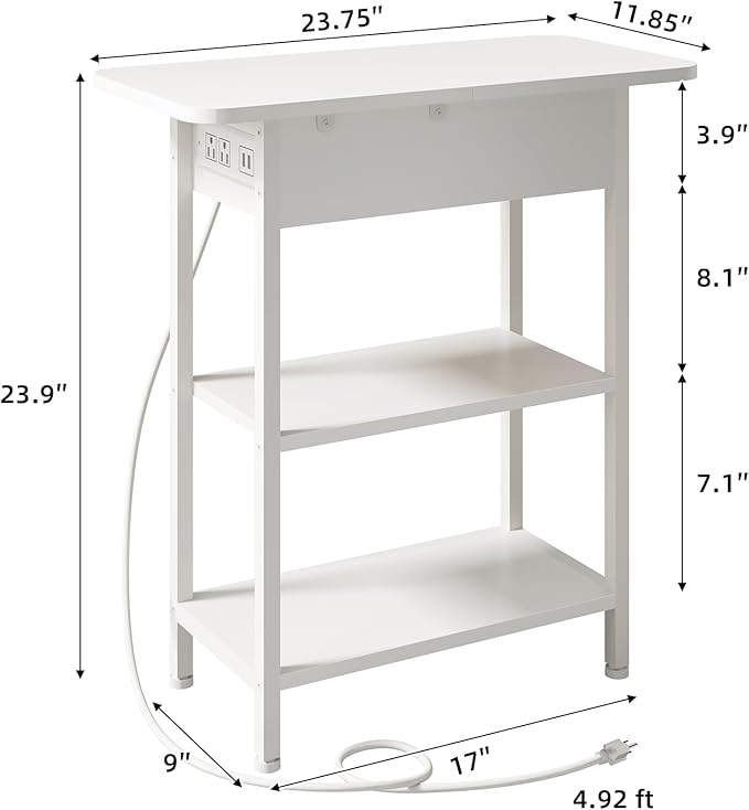 LIDYUK End Table with Charging Station, Nightstands Set of 2