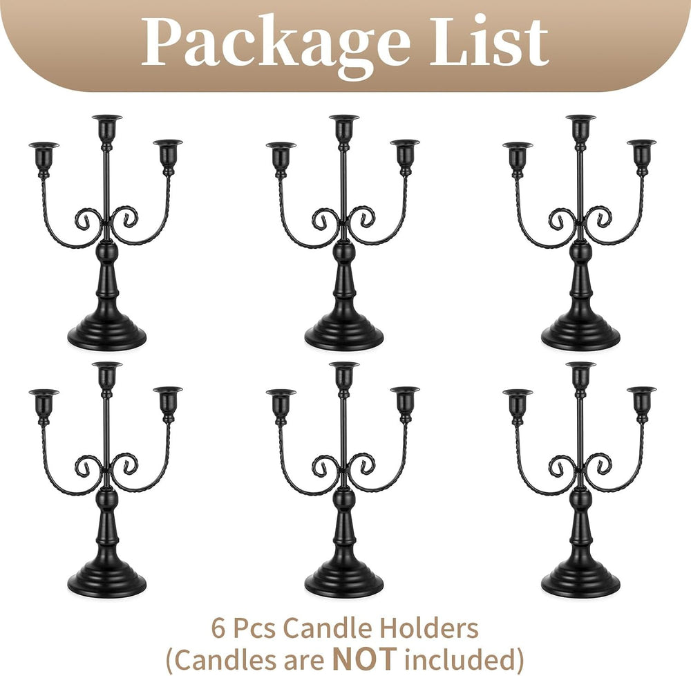 Sziqiqi Halloween Candelabra Candle Holder: 3 Arms Black Candelabra