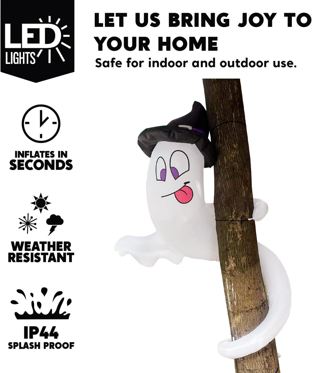 Joiedomi Halloween Inflatables Outdoor Decorations, Inflatable Ghost Halloween Decor Outdoor, Blow Up Ghost Twining Around Tree with Build-in LEDs for Yard Decorations