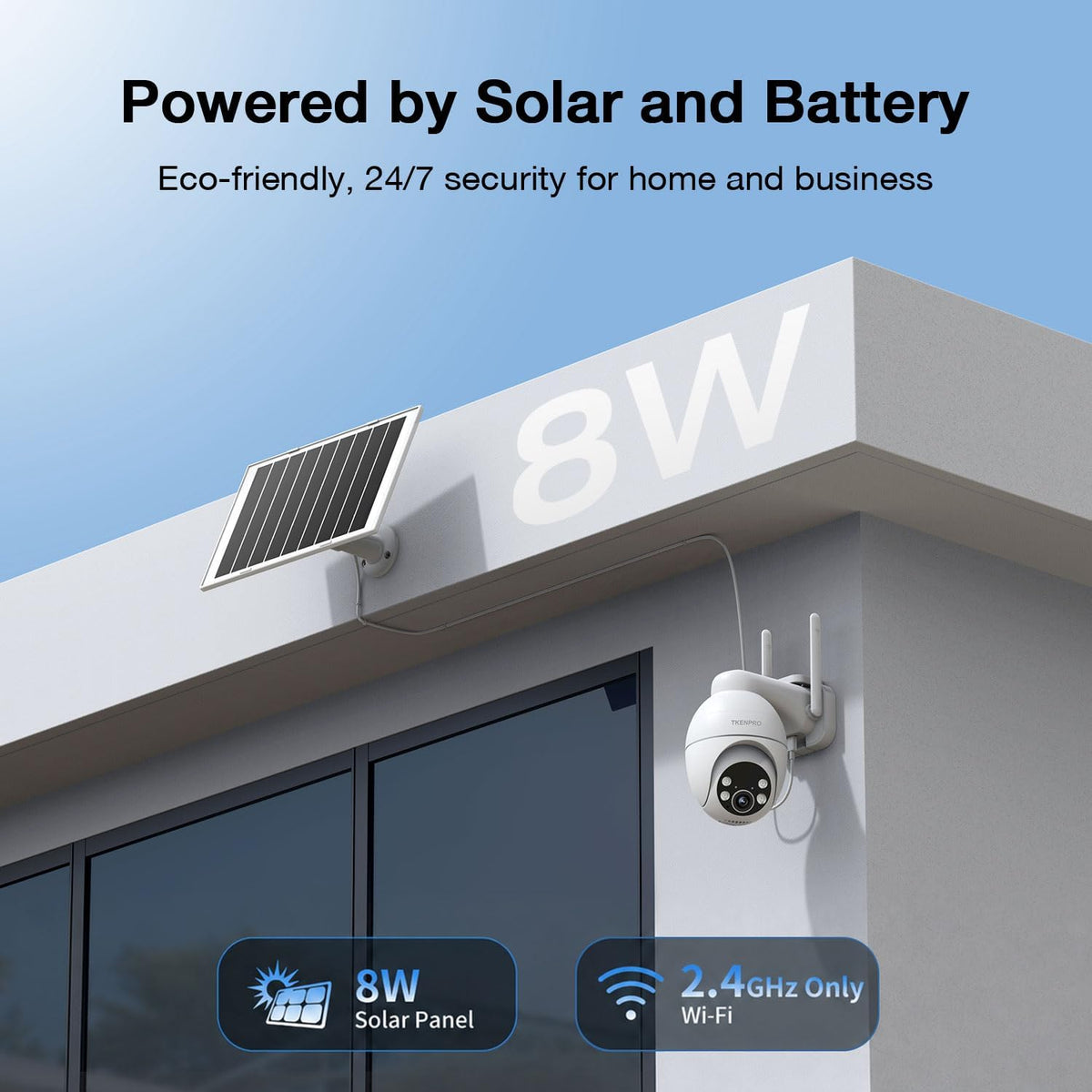 TKENPRO 2K Solar Camera Outdoor Wireless, 2.4GHz Wi-Fi Connected