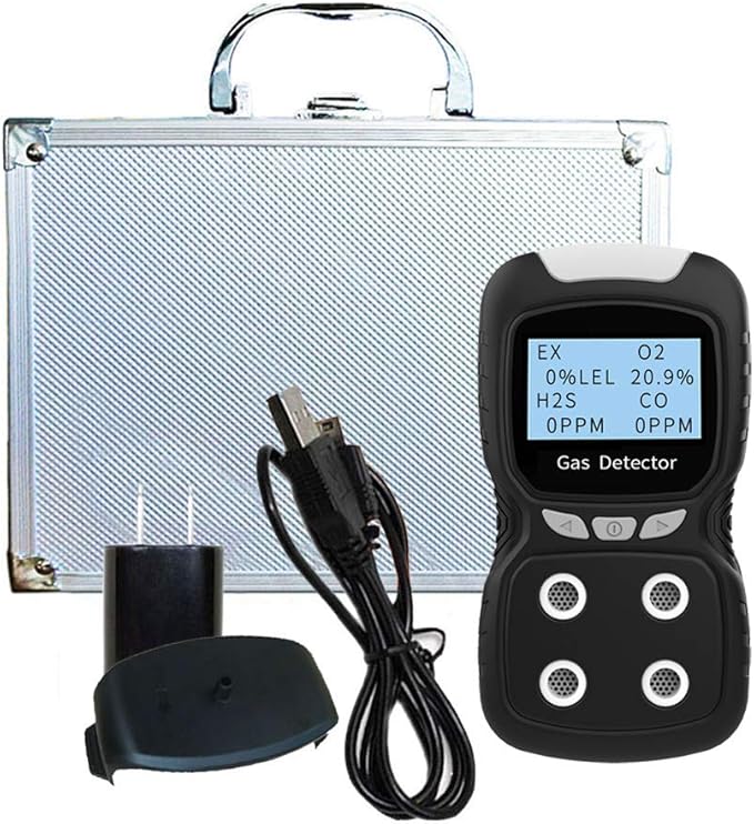 XLA Alert Portable Gas Detector, Gas Clip 4 Gas Monitor Meter Tester Analyzer