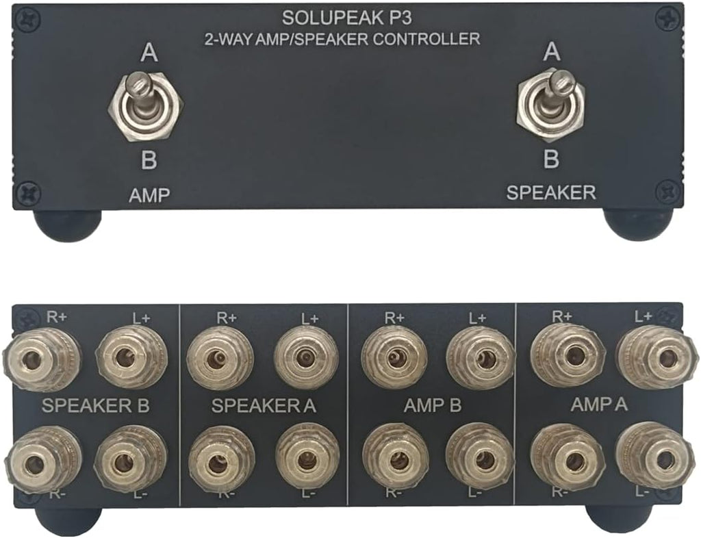SOLUPEAK P3 2-Way AMP Amplifier to 2 Pair of Speakers Selector Switch Switcher