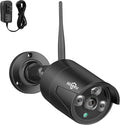 Hiseeu 5MP Black Camera Add on Security Camera, Waterproof Outdoor Indoor 3.6mm Lens IP Day & Night Vision with DC 12V Power Adapter Compatible 10CH 5MP WiFi Camera System