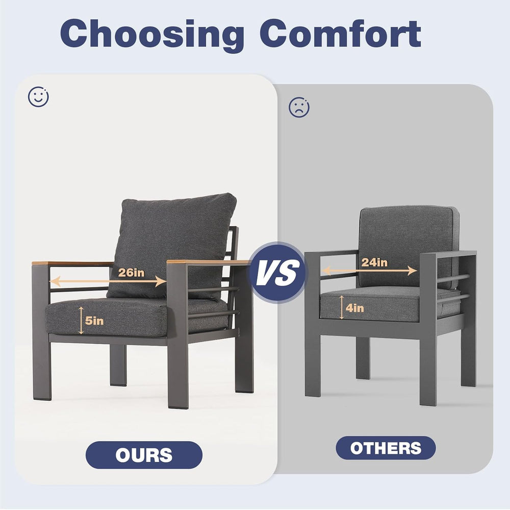 Aoxun Aluminum Patio Furniture Set 7 Seats, Dark Grey