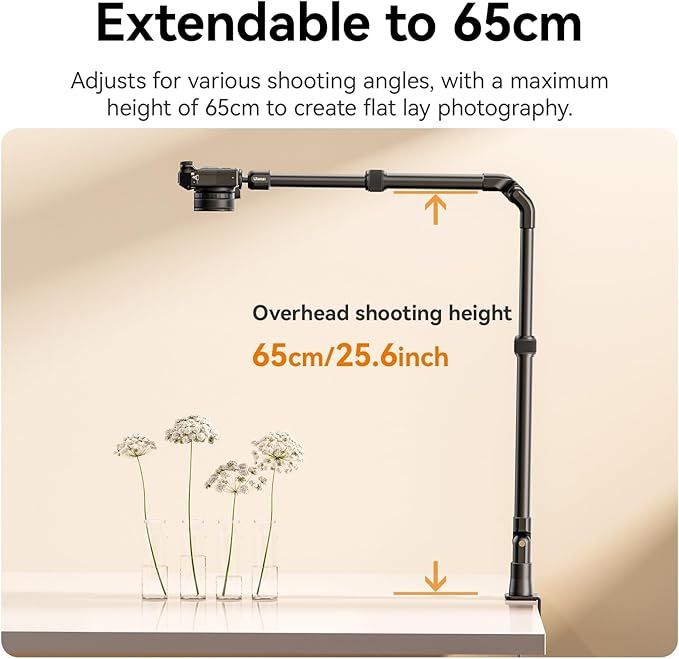 ULANZI ZJ02 Camera Desk Mount Overhead Magic Arm, 98cm/38.6inch Aluminum