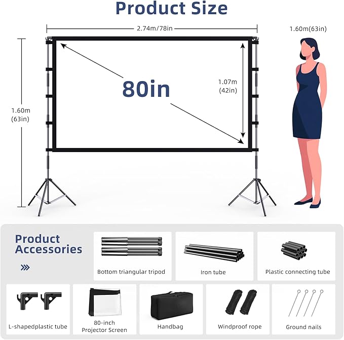 Projector Screen Outdoor, Vamvo Projector Screen