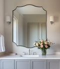 ANDY STAR Brushed Nickel Bathroom Mirror, 28x36 Inch Asymmetrical Wall Mirror