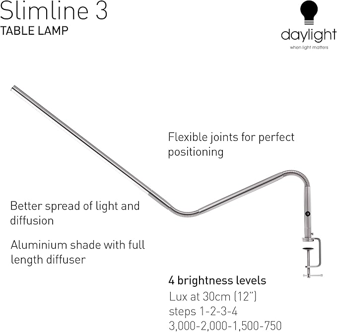 Daylight Company, LLC U35108 Slimline 3 Table Lamp-LED-80 CRI-Eye Care-4
