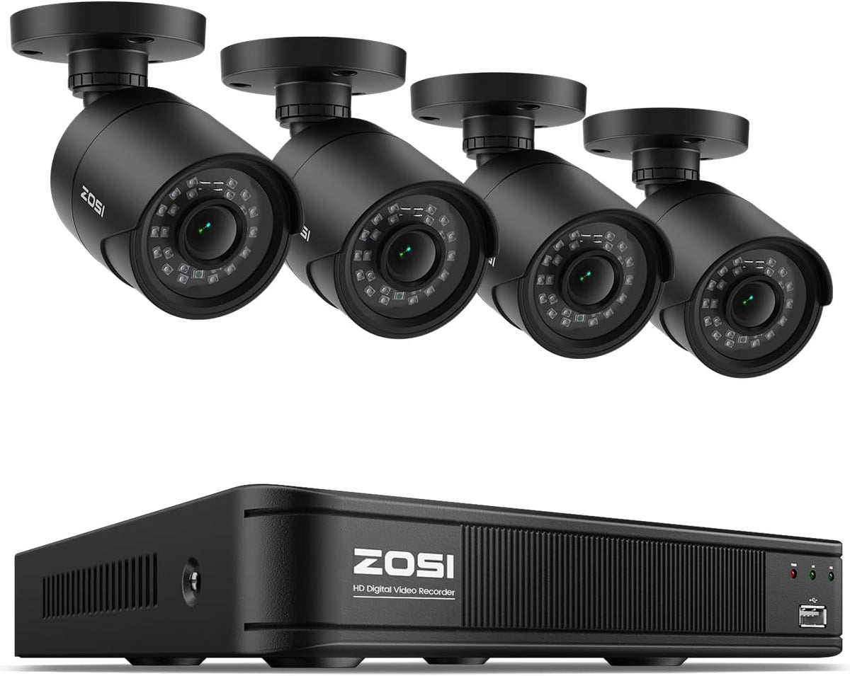 ZOSI 3K Lite Wired Security Camera System, 4 x 1080p Bullet Cameras, No HDD