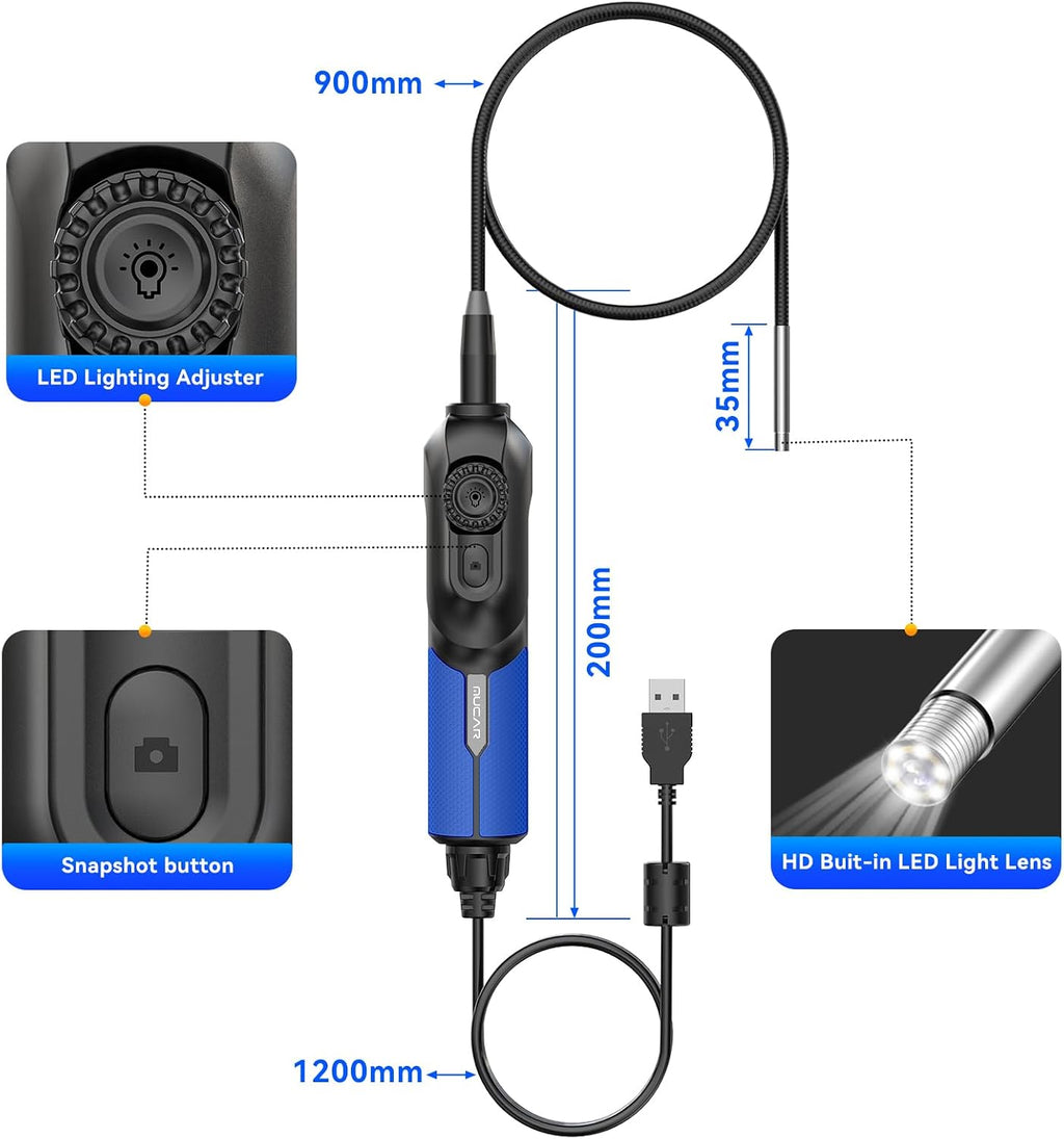 mucar e021 usb endoscope borescope, compatible with pc, view 11