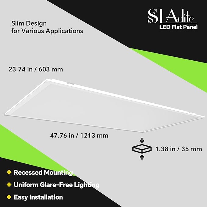 SLAclite 6 Pack 2x4 LED Flat Panel Light 50/40/35/30/25W 6500lm Adjustable